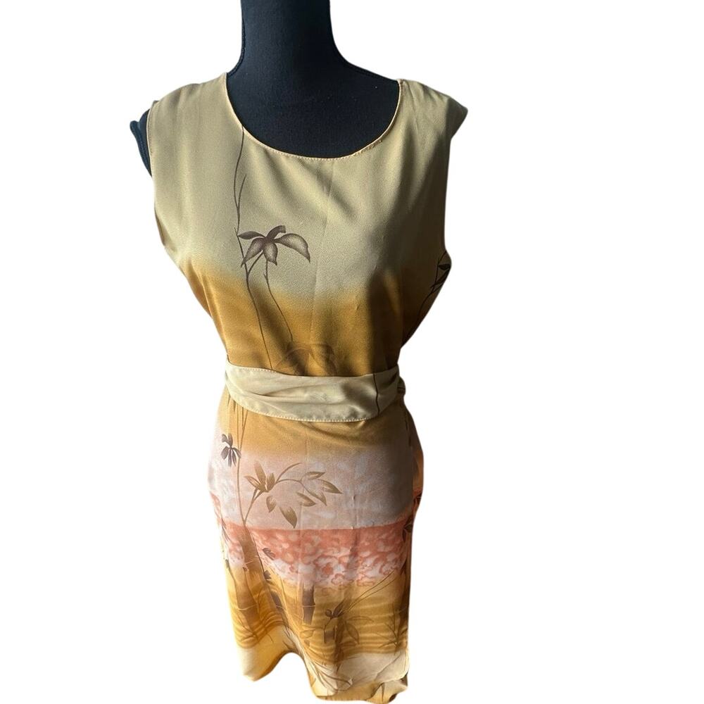 Vintage Beware Ombre Maxi Dress M Botanical Tropical Boho Art Style Chic